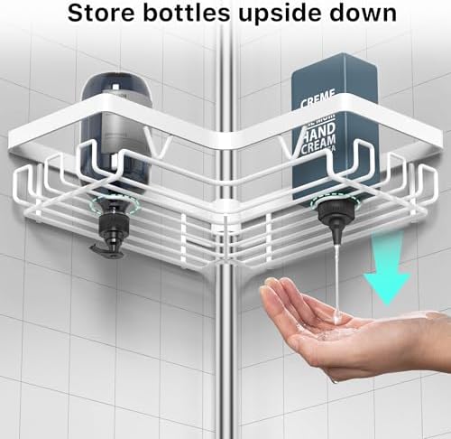DAOYA Corner Shower Caddy Tension Pole 4 Tier Shower Caddy Organizer White - Image 5