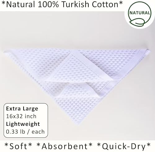 PÜSKÜL Natural 100% Turkish Cotton Waffle Hand and Kitchen Towels Set of 3 - Image 2