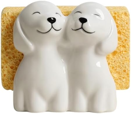 Ceramic Couple Dogs Sponge Holder by Bicuzat