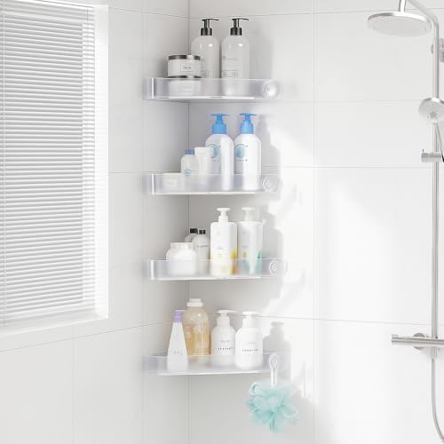 Sotfamily Plastic Shower Caddy Corner, 4 Pack, Frosted Clear by Sotfamily