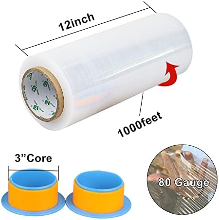 BOMEI PACK Clear Stretch Wrap Industrial Strength 12" x 1000 Ft 3 Pack - Image 3