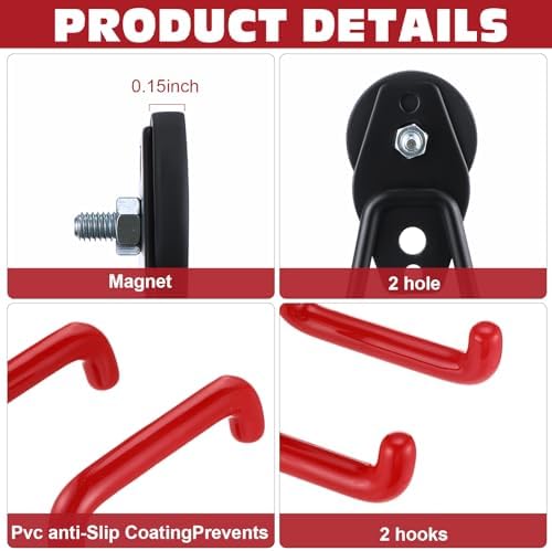 Landhoow 6 Pcs Large Magnetic Hooks Heavy Duty Garage Magnet Hooks Strong - Image 3