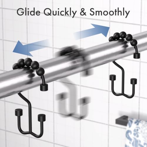 Bathway Black Shower Curtain Hooks Ring, Rust Proof Metal Shower Hooks - Image 5