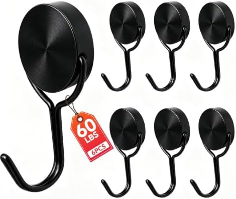 TRYMAG Magnetic Hooks for Cruise Cabins, 60LBS Heavy Duty, 6 Pack by TRYMAGMagnets