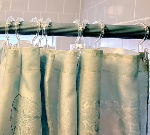 Resze 12 PCS Clear Double Shower Curtain Hooks, Plastic Shower Curtain Rings - Image 6