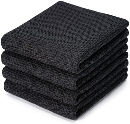 BOOMIBOO 4-Pack Dish Towels, 100% Cotton Waffle Weave, 13x28 in by BOOMIBOO