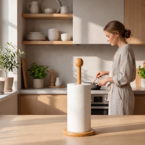 Bamboo Paper Towel Holder, 11.8" Countertop Paper Towel Holder - Image 7