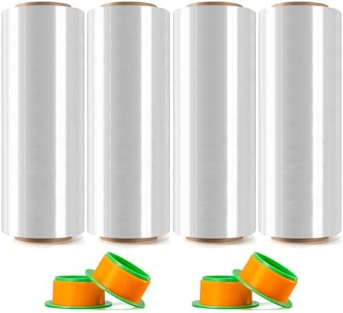4 Rolls Clear Stretch Wrap 12" x 1000FT x 80 Gauge Heavy Duty Film by Unknown