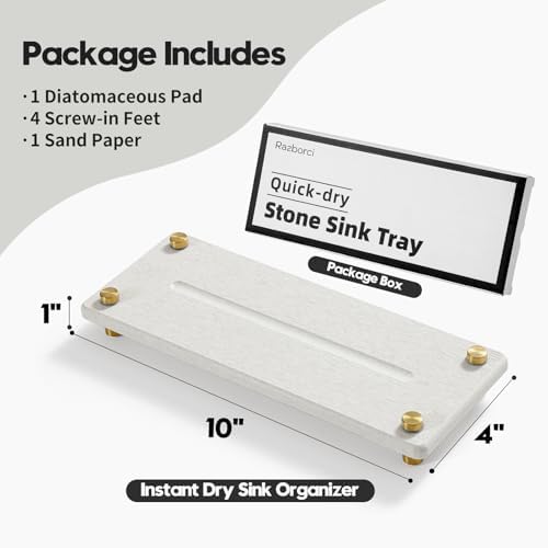 Stone Drying Tray, Water Absorbing Faucet Mat Kitchen Sink Organizer, Diatomite - Image 3