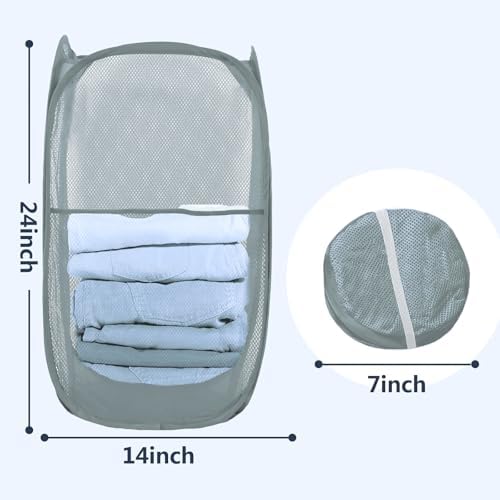 Pop Up Laundry Hamper, Mesh Laundry Basket Collapsible, Foldable Hamper - Image 2