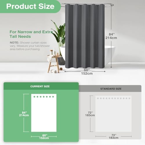 Dynamene Stall Waffle Shower Curtain 256 GSM Heavy 60"x84" Charcoal Grey - Image 3