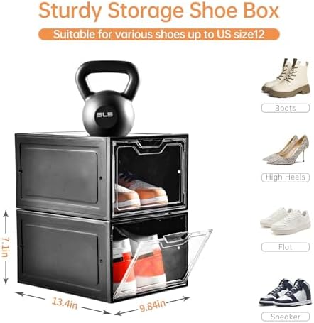 Stebopum 12 Pack Shoe Boxes Organizer, Magnetic Door Shoe Storage Boxes - Image 3