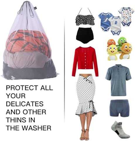 Large Mesh Laundry Bag for Travel, Drawstring Bag for Camp - Image 3