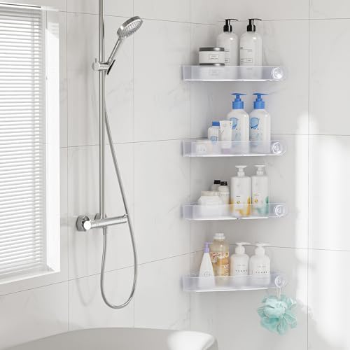 Sotfamily Plastic Shower Caddy Corner, 4 Pack, Frosted Clear - Image 3