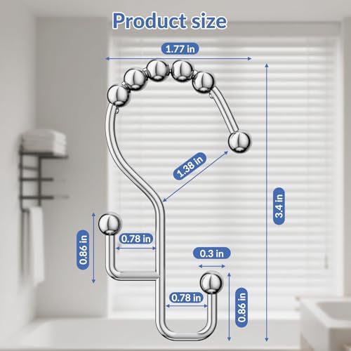 Goowin Shower Curtain Hooks, Metal Shower Curtain Rings Hooks, Smooth Gliding - Image 7