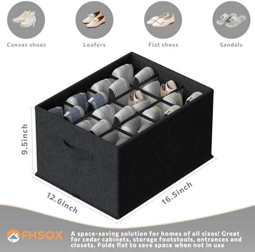 FHSQX 2 Pack Shoe Organizer for Closet, Foldable Shoe Organizer, Fits up to 24 - Image 3