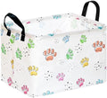 Baby Storage Basket, Colorful Dog Paw Print, Waterproof Lining, Leather Handles by MAIZMZ