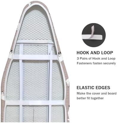 Ironing Board Cover and Pad Standard Size 15" x 54", 3 Pairs of Hook and Loop - Image 4