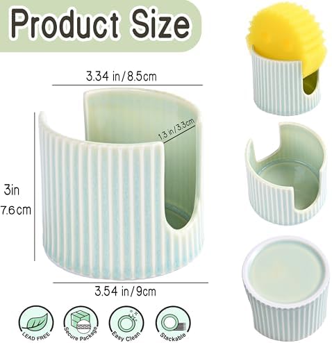 Ceramic Sponge Holder for Kitchen Sink, Sink Caddy Organizer, Dish Sponge - Image 2