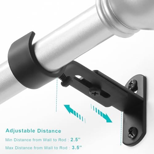 Adjustable Curtain Rod Brackets, Metal Window Drapery Rod Hanger Holders Hooks - Image 2