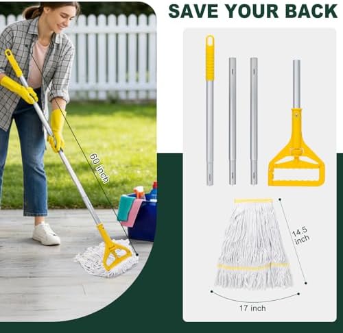 KeFanta Commercial Mop Heavy Duty Industrial Wet Mops, String Cotton Mop | - Image 3