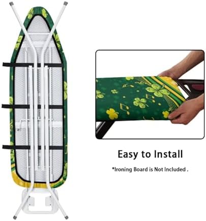 Green Clover Leaves Steam Ironing Board Cover, Irish Shamrock Stain Resistant - Image 4