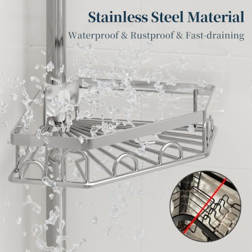 Consumest Shower Caddy Tension Pole, Shower Caddy Corner, 4 Tier - Image 4