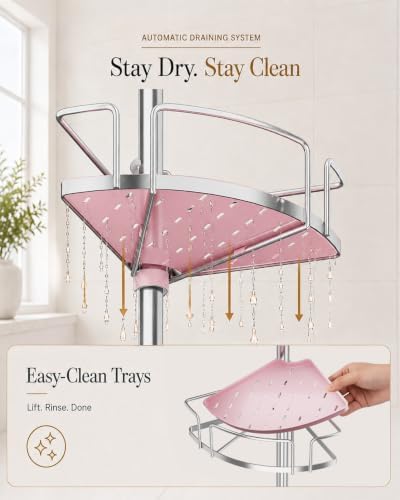 ALLZONE Corner Shower Caddy Tension Pole, 4 Hang-On Basket - Image 4