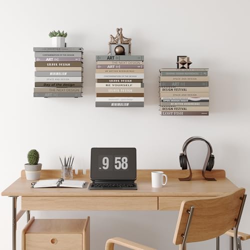 Wawocs Invisible Bookshelf for Wall, 4 Tier Floating Bookshelf Made of Heavy - Image 2