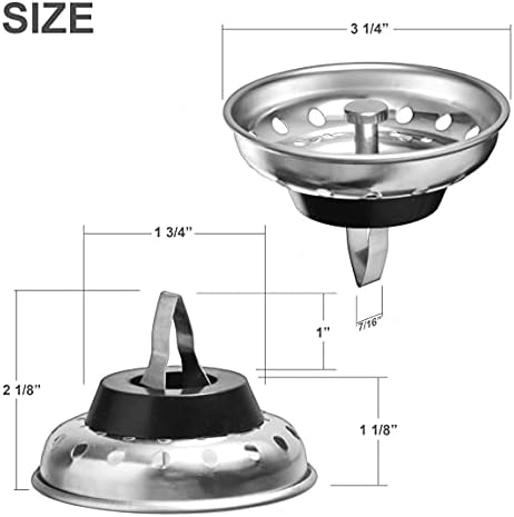 2 Pack Kitchen Sink Strainer and Stopper Combo Basket Replacement - Image 3