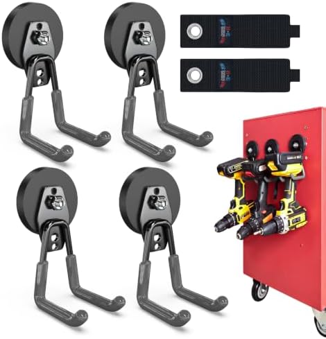 3-H Heavy Duty Magnetic Hooks, Large Magnet Hooks, 4 Pack Gray by 3-H