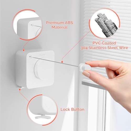 Retractable Clothesline Indoor, Non-Sagging Outdoors Clothesline Retracting - Image 5