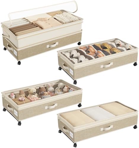 Kitstorack 4 Pack Height-adjustable Under Bed Storage by Kitstorack