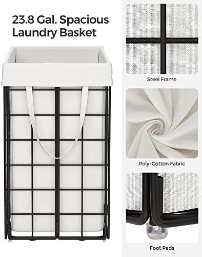 SONGMICS Laundry Hamper, 23.8 Gal. Laundry Basket, Collapsible Clothes Hamper - Image 6
