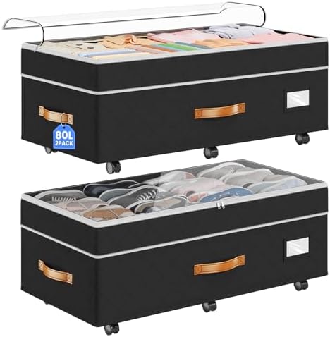 Budding Joy 80L 2 Pack Adjustable Under Bed Storage by BuddingJoy-BuildaJoyfulLifeforYou