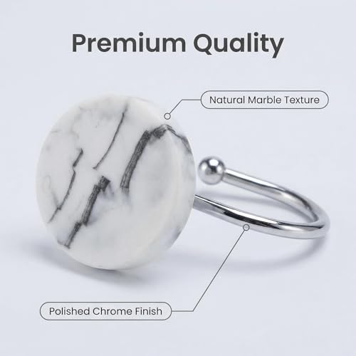 12 Pc Marble Shower Curtain Hooks Rustproof Resin Decorative Curtain Rings - Image 3