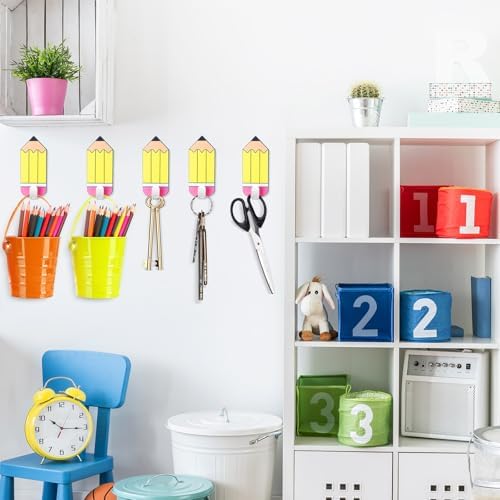 Cinnvoice 6 Pcs Pencil Classroom Decoration Pencil Magnetic Hooks Colorful Wall - Image 2