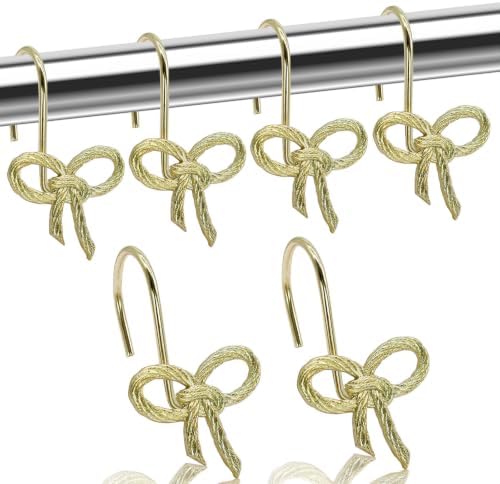 Bow Decorative Shower Curtain Hooks, Rustproof Metal Bowknot Shower Curtain by JTDTH