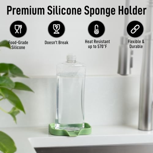 Zulay Kitchen Small Silicone Sponge Holder – Space-Saving Sink Organizer Tray - Image 5