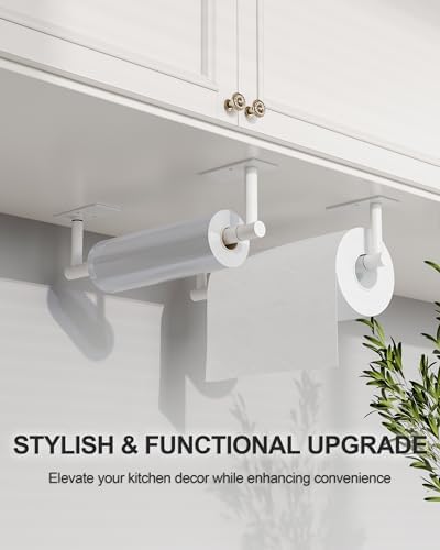 White Paper Towel Holder Under Cabinet Self Adhesive or Wall Mount - Image 3