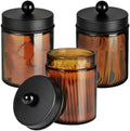 Amber Glass Qtip Holder, Apothecary Jar, Qtip Dispenser by Komashr