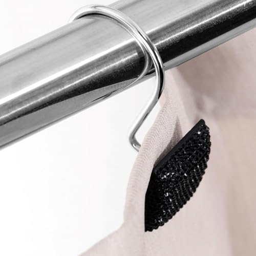 Black Bling Shower Curtain Hooks: Christmas Bathroom Curtain Rings - Image 4