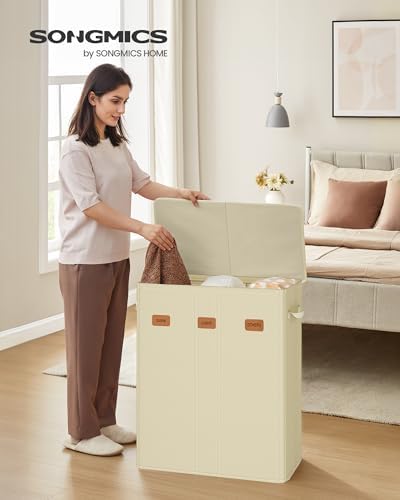 SONGMICS 160L Laundry Hamper, 4-Compartment Laundry Sorter - Image 2