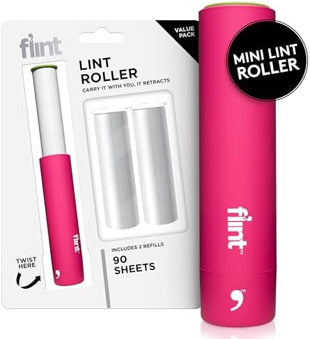 Flint Classic Pink Retractable Mini Lint Roller by Flint