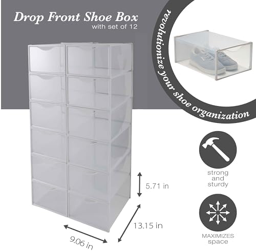 Simplify Set of 12 Stackable Shoe Boxes | Customizable | Fits Size 11 Shoes | - Image 4