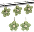 Flower Decorative Shower Curtain Hooks, Stylish Fabric Flower Shower Curtain by JTDTH