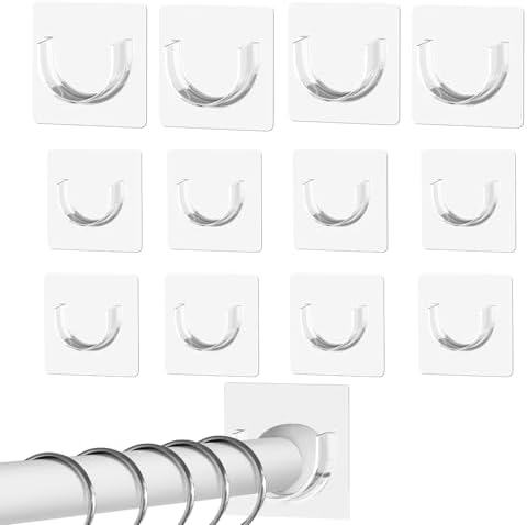 12 Pack Heavy Duty Shower Rod Holders No Drilling, Adhesive Curtain Rod Brackets by Unknown