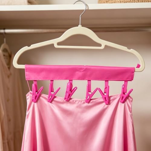 Mini Clothespins Travel Hangers 3-Pack Rose Red, Foldable Portable Clothes - Image 7