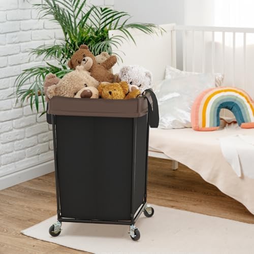 Rolling Laundry Basket with Wheels, Rolling Laundry Hamper with Wheels 2PK - Image 4