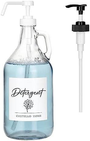 Crutello Glass Pump Dispenser for Laundry Detergent, Countertop Accessory by Crutello